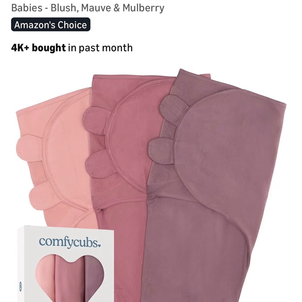 Comfy Cubs Baby Swaddle Wrap Set - Blush, Mauve, Mulberry